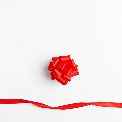 Abstract minimalist red ribbon on white background gift concept